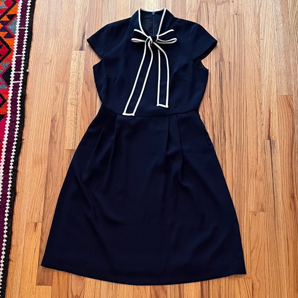 J Crew 8T Elegant Navy Blue Dress with Bow Tie